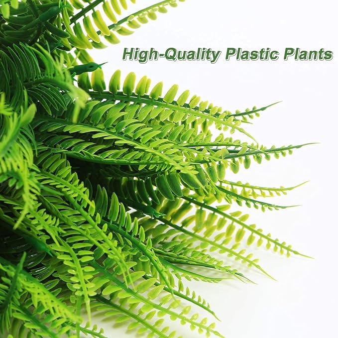 8 Pcs Fake Fern Outdoors - Ferns Artificial Plants for Outdoor Ferns Lifelike Boston Faux Fern Stems Indoor UV Resistant Outdoor Plants Artificial for Porch Greenery Decor