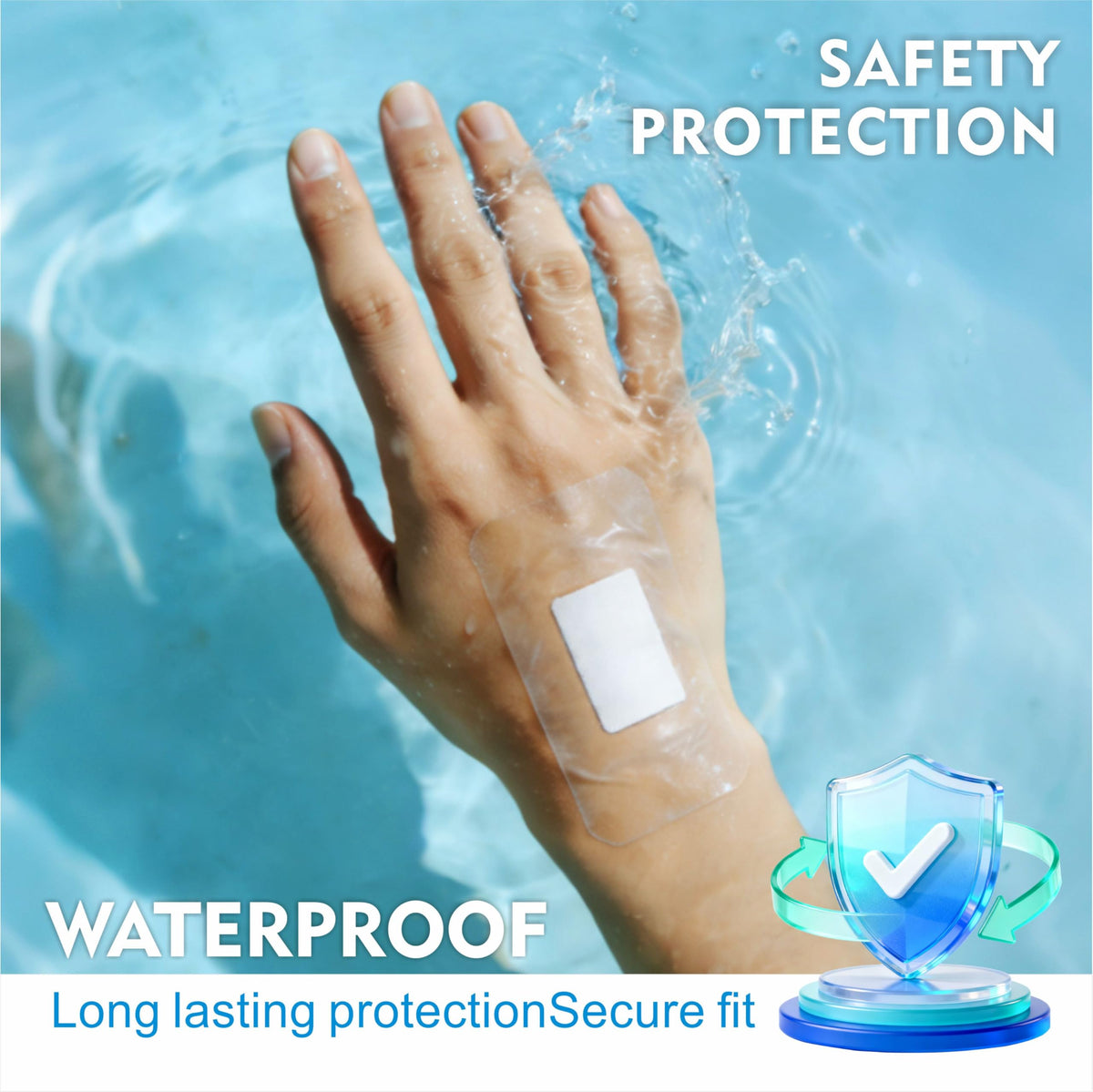 HTLARY Waterproof Transparent Film Dressing with Absorbent Pad 50-Pack Sterile Adhesive Bandages Post-Surgical Wound Cover, Protective Barrier for Sensitive Skin (2.3‘’x2.7‘’)