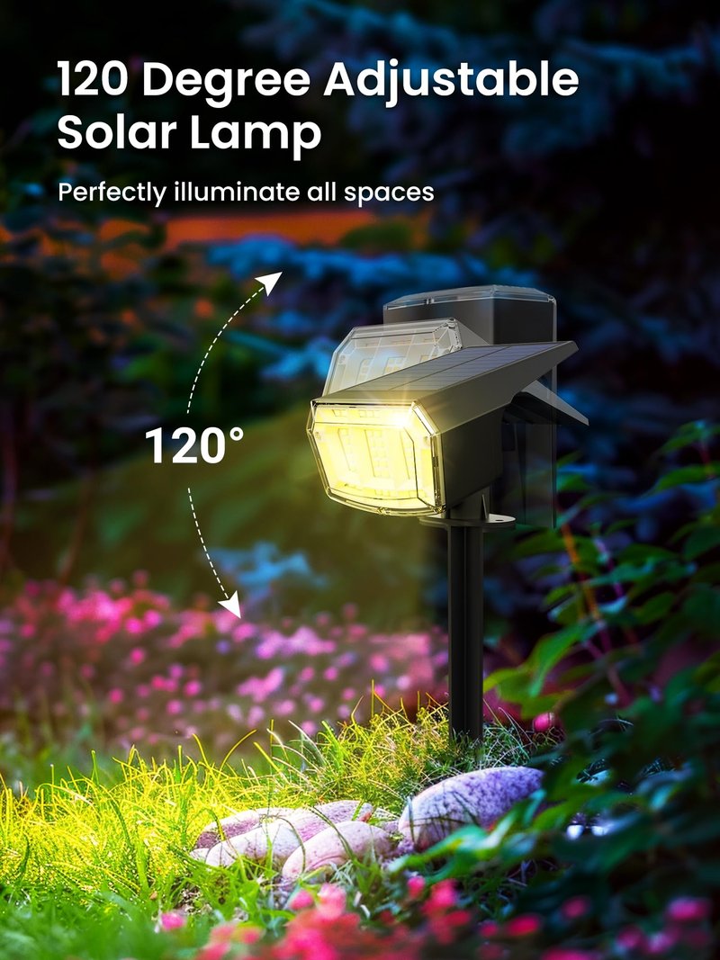 AUDERWIN Solar Spot Lights Outdoor, 9 Lighting Modes RGB, Solar Lights Outdoor Waterproof IP65, 63 LED Landscape Spotlights for Holiday Decorations-10 Pack