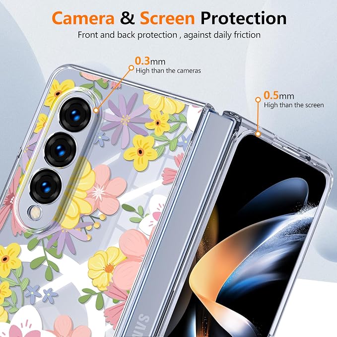 for Galaxy Z Fold4 CaseBuilt-in Magnet CircleWireless Charging | Military-Grade Shockproof case Cover for Samsung Galaxy Z Fold4Anagallis