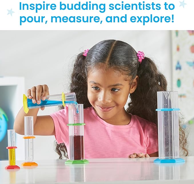 Hand2mind Starter Science Graduated Cylinder Set, Science Lab Equipment for Kids, Measuring Toys, Educational Science Kits, Chemistry Set, Science Supplies for Classroom (Set of 5)