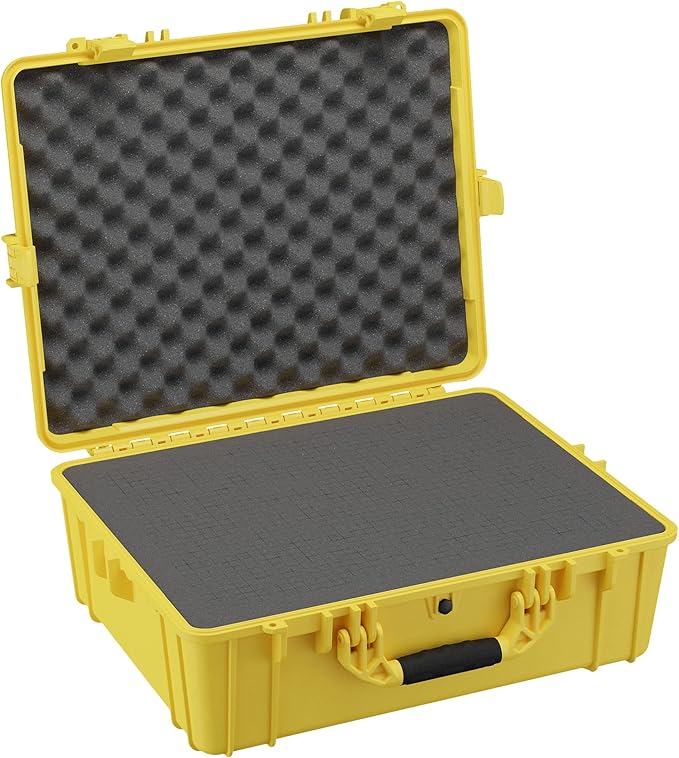 Condition 1 25" Large Waterproof Hard Case Model 839 with Foam, Portable Protective Storage Box for Travel, Hunting, Military, Tactical, Made in USA, 24.50"x 19.46"x8.41" Yellow
