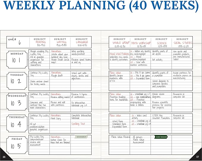 Carson Dellosa Education Modern Farmhouse Teacher Planner 2025-2026,Undated 8" x 11" Lesson Plan Book With Stickers, Class Schedule & Weekly Calendar School Supplies, Homeschool & Classroom Must Haves