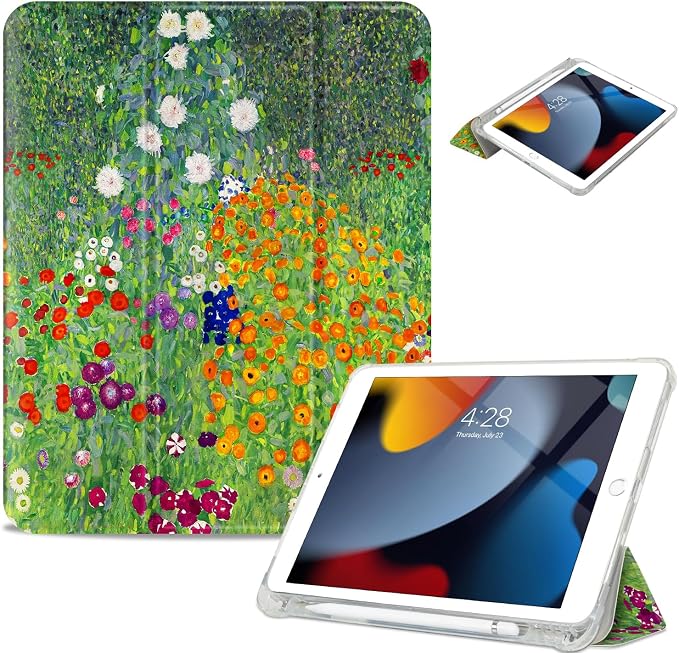 Vimorco for iPad 5th/6th Generation Case 9.7 Inch 2017/2018 for iPad Air 1/2 Case 2013/2014 Pencil Holder/2 Viewing Stands/Typing Stand/Slim Cover for iPad 5/6 Gen Blue Flower Floral