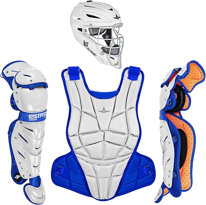 All-Star Catcher’s Gear Kit – Includes Helmet, Chest Protector & Leg Guards – Lightweight, Durable Baseball Protective Set, Meets NOCSAE