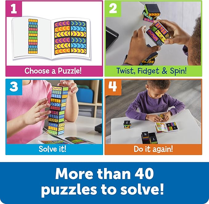 Learning Resources Brainometry Cubed, 3D Puzzle, Fidget Toys, Puzzles, Sensory Toys, Fidget Cube, Brain Games, Math Manipulatives, STEM Kits, Montessori