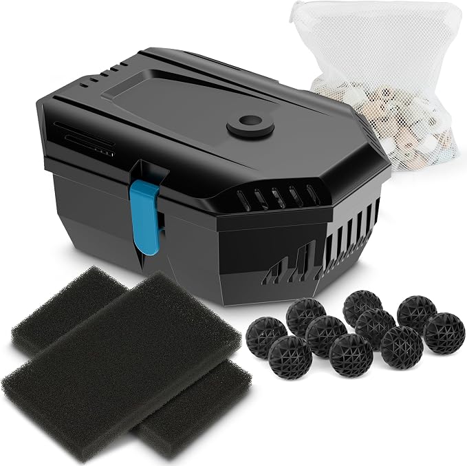 NFESOLAR Small Pond Filter for Outdoor Ponds Fish Tank 50-600 Gallon, Filter