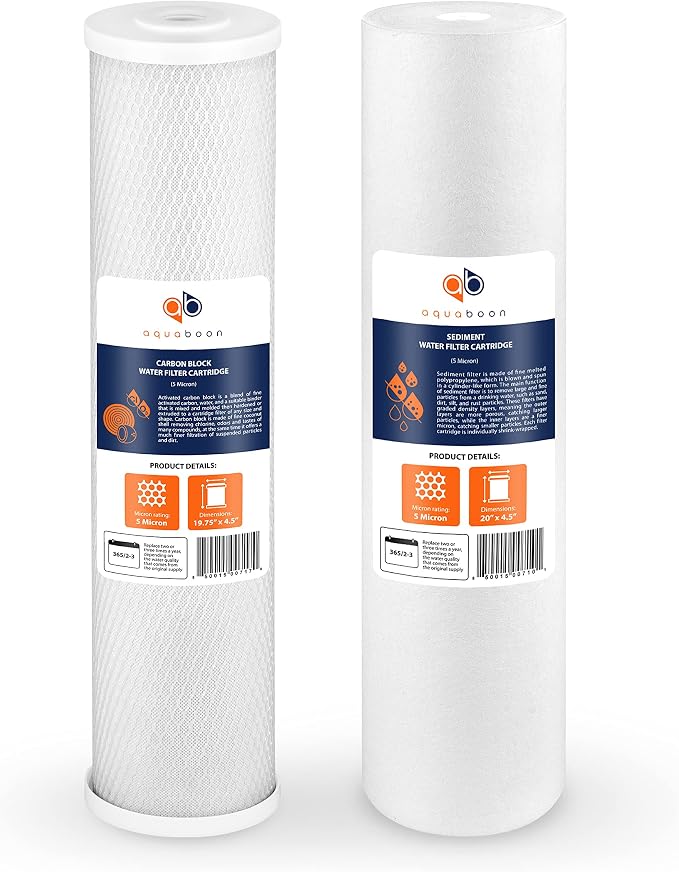 Aquaboon 5 Micron 20 x 4.5 Water Filter Cartridges Set of 2, Whole House Water