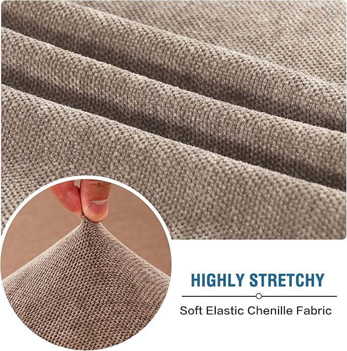H.VERSAILTEX Stretch Couch Cushion Cover Slipcovers for Couches and Sofas Stretch Chenille Chair Slipcovers Thick Soft Cushion Protector Slipcovers(1 Seater Armchair Cushion Cover,Taupe)
