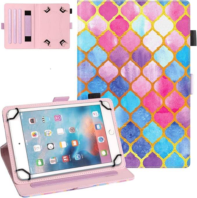 Dteck Universal Case (7.9 to 8.4) - Fold Stand Protective Flip Case for Apple iPad mini/Samsung Galaxy Tab 8.0 8.4 /Lenovo Tab 8 /onn. 100003561 8 Tablet Pro/Android Tablet 8 Inch (Blue Pink)
