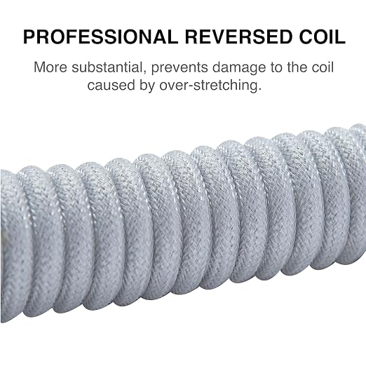 GUNMJO Pro Custom Coiled USB C Cable for Gaming Keyboard Double-Sleeved Mechanical Keyboard Cable with Detachable Metal Aviator 1.5M USB-C to USB-A Blue Color