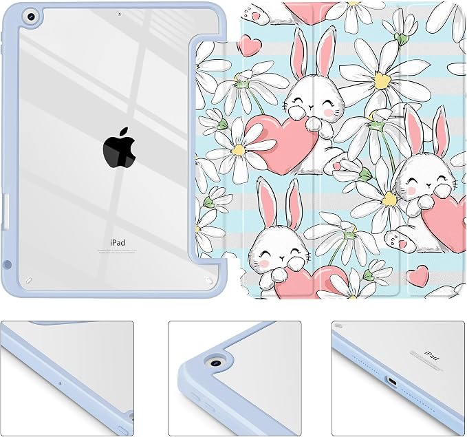 May Chen for iPad 9th Generation with Pencil Holder iPad 8th/7th Gen Case 10.2-inch [Penceil Holder] Trifold Stand Auto Wake/Sleep Clear TPU Protection Back Cover Ballet Shoes
