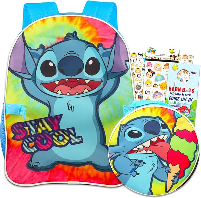 Stitch Backpack and Lunch Bag Set for Kids - Bundle with 16" Backpack, Stitch Lunch Box, Stickers, More | Lilo and Stitch School Supplies