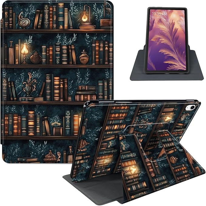 for iPad 11th Generation (A16 2025) 11 / iPad 10th Gen 10.9 2022 Case 360° Rotating PU Leather Stand Cover with Auto Sleep/Wake Shockproof TPU Backl Raccoon Perched