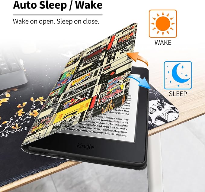 Case for All-New 7 Kindle Paperwhite 12th Gen 2024 &amp Kindle Colorsoft Signature EditionPU Leather Cover with Auto Sleep Wake FeatureAmerican Flag Eagle