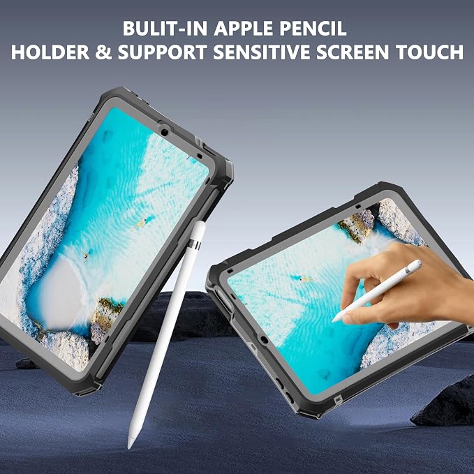Shellbox Case for iPad Air 4th/5th Generation 2022-2020 Waterproof Dustproof Shockproof Case with 360° Full-Body ProtectionLanyard and Kickstand