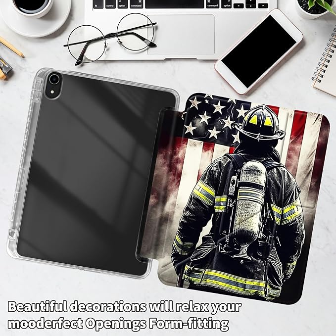 for iPad 10.2 &amp 10.5/iPad 9th/8th/7th Generation 10.2 2021 2020 2019 Case Mutil Angles Folding Y-Shaped Stand Cover with Pencil Holder Auto Wake/SleepAmerican Flag and Cow