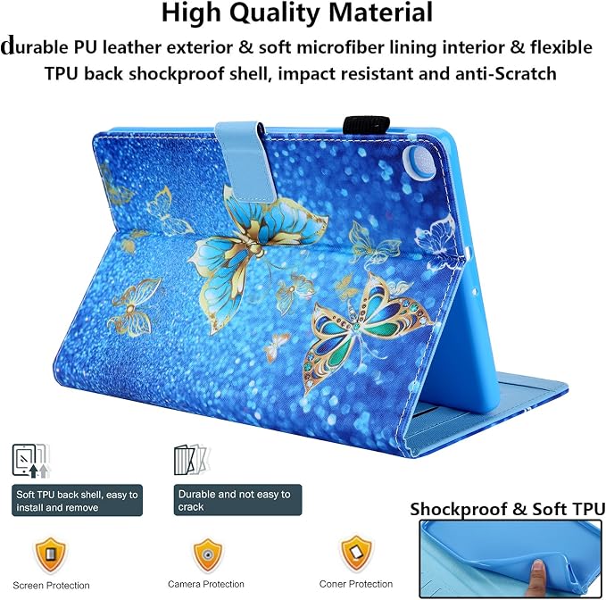 for Galaxy Tab A 8.4 Case 2020 Model (SM-T307/T307U) with Pencil Holder Pockets Multi-Angle Viewing Folio Stand PU Leather Shockproof TPU Cover for Samsung Tab A 8.4 T307 Black Rose Flower