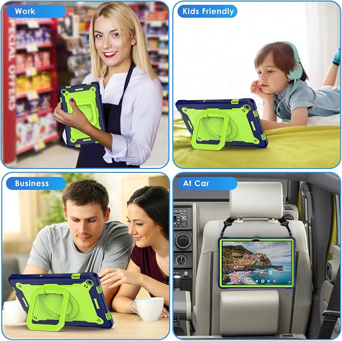 DETUOSI Galaxy Tab A9 Plus Case - Shockproof with 360 Stand &amp Strap Heavy Duty for SM-X210/X216/X218 Black