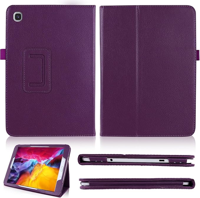 Slim Leather Case for Samsung Galaxy Tab A8 10.5 Inch 2022 (SM-X200 X205 X207) Multi-Angle Stand Full-Protective Tablet Cover Book Case with Stylus PenScreen Film (Black)