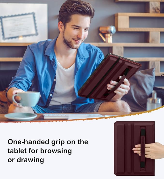 DTTO for iPad 9th/8th/7th Gen Case 10.2 Inch (2021/2020/2019) Brown | 360 Degree Rotating Premium Faux Leather Folio Stand Cover with Pencil Holder Auto Sleep/Wake Multiple Angles Hand Strap