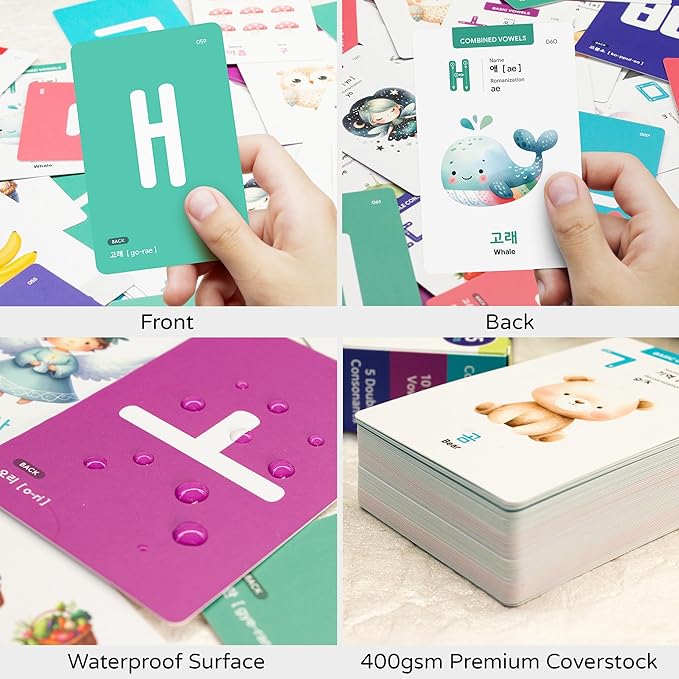 Korean Hangul Flashcards for Beginners - 55-Card Set for Mastering The Korean Alphabet, Numbers & Colors with MP3 Audio