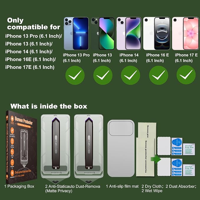 [2-Pack Matte Tempered Glass Screen Protector for iPhone 15 Pro Max Anti-Fingerprint &amp Oil Resistant Smooth as Silk 9H Hardness Bubble-Free Case Friendly 6.7-Inch