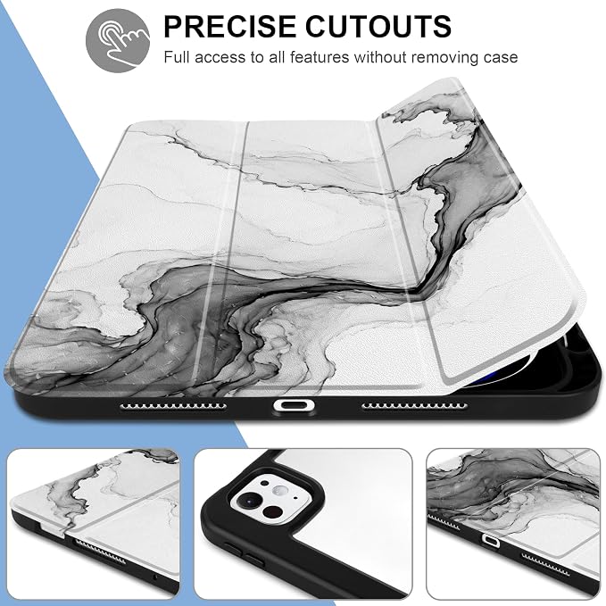 Case for iPad Pro 11 inch M5 2025 /M4 2024 Blue Ribbon Stripe | Blue Ribbon Stripe Folio Case with Clear Back Pencil Holder Trifold Stand and Auto Sleep/Wake for Preppy Aesthetic Users
