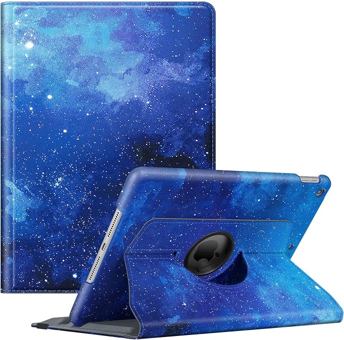 Fintie 360° Rotating Case for iPad 9th / 8th / 7th Generation 10.2 Inch | Swivel Stand Portrait &amp Landscape Viewing Shockproof Cover with Pencil Holder Auto Wake/Sleep Aqua Wave