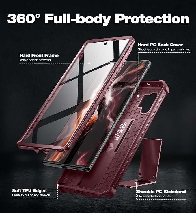 Dexnor for Samsung Galaxy Note 10+ Plus Case [Built in Screen Protector and Kickstand] Heavy Duty Military Grade Protection Shockproof Protective Cover for Samsung Galaxy Note 10 Plus (Army Green)