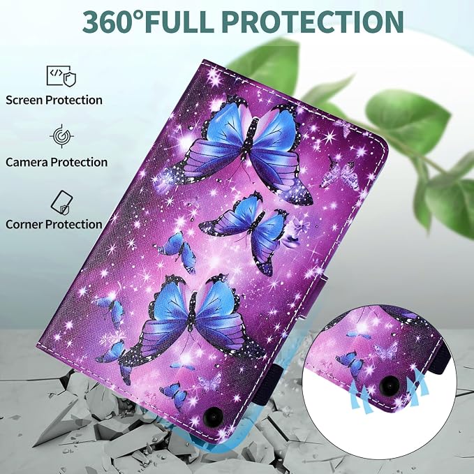 Case for Kindle Fire HD 10/10 Plus 13th/11th Generation 2023/2021 | PU Leather Folio Folding Stand Protective Cover for Fire HD 10.1 inch Tablet Auto Sleep Wake Hummingbird