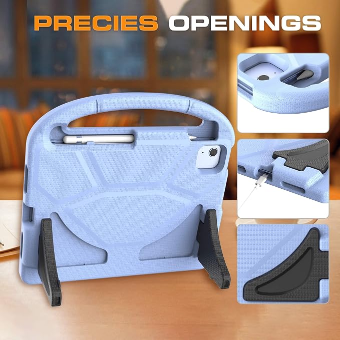 Kids Case for iPad (A16) 11th Generation 11 Inch 2025/iPad 10th Generation 10.9 Inch 2022 with Screen Protector and Pencil Holder Shockproof Handle Stand Cover for iPad 11/10 Gen Blue