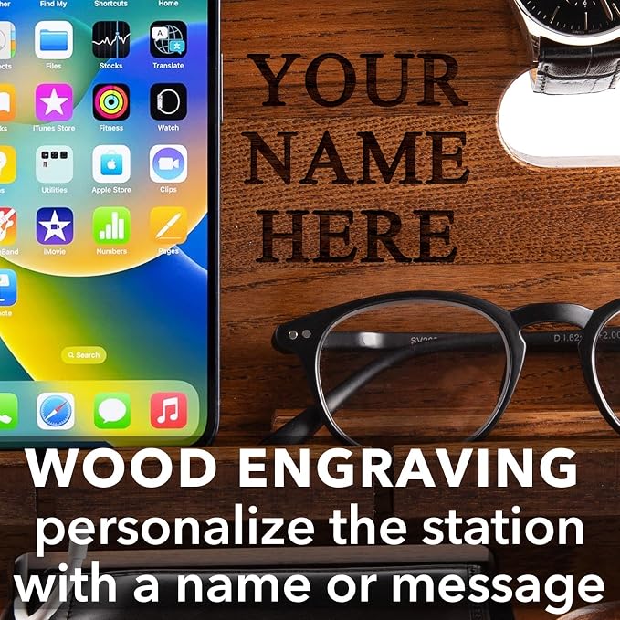 Greta Oto Wooden Personalized Docking Station gift for men Fathers Day Gift Personalized Gifts