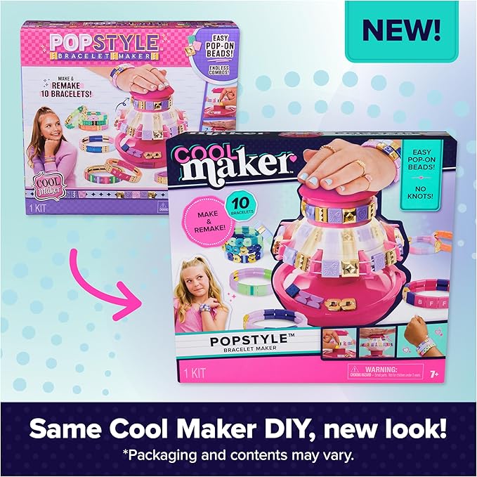 Cool Maker, PopStyle Bracelet Making Kit with 170 Beads, Make & Remake 10 (Packaging May Vary), Arts and Crafts Jewelry Kit, Kids Toys for Ages 7 and up