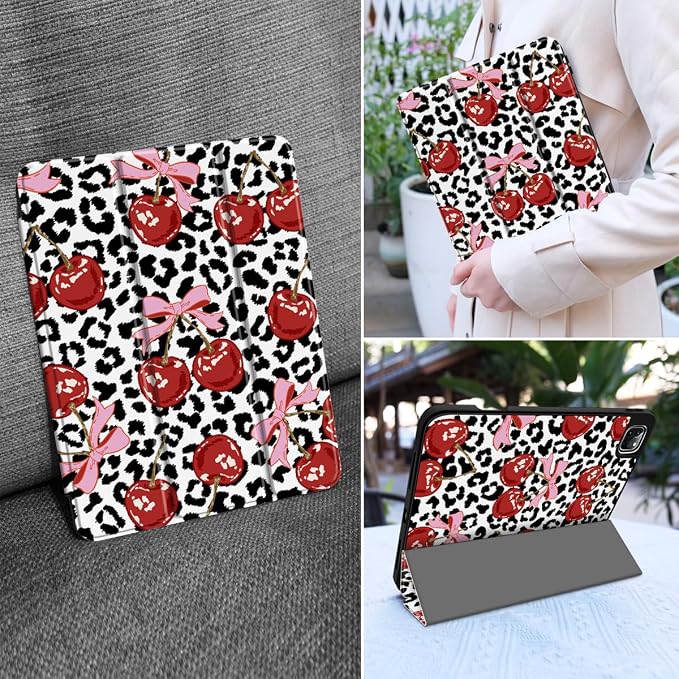 MEEgoodo for iPad Pro M2 12.9 Case 6th/5th/4th/3rd Generation 2022 2021 2020 2018 with Pencil Holder Tablet Cover with Soft TPU Back Shell Art Painted Flowers