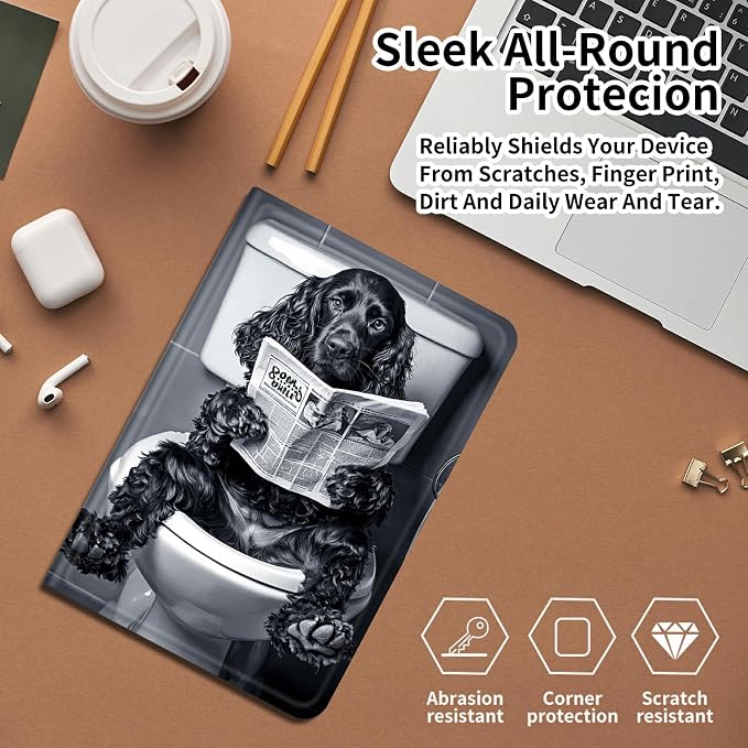 Case for Amazon Fire 7 Tablet 2019/2017 Release 9th/7th Generation PU Leather Smart Protective Cover with Auto Sleep/Wake for Fire 7 2019Dog Wearing Witch Hat Pumpkin