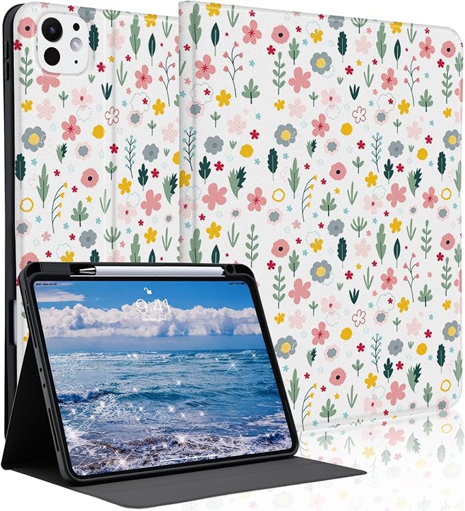 Cute Maple Bear Case for 10.2 iPad 2019/2020/2021(7th/8th/9th Gen) with Pencil Holder Auto Wake/Sleep Leather Soft TPU Back Cover for Women Girls