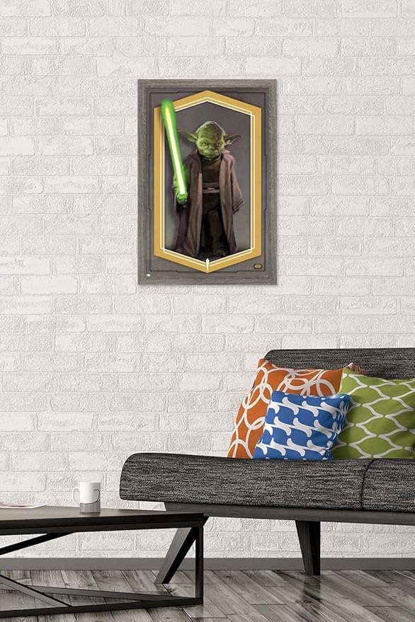Trends International Star Wars: The High Republic - Yoda Wall Poster, 14.725" x 22.375", Barnwood Framed Version