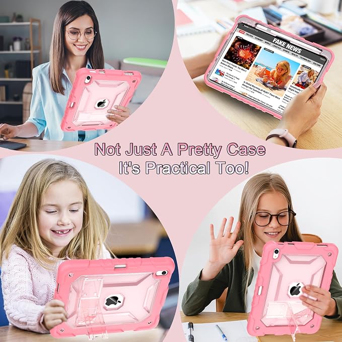TIMISM Case for iPad 10th Generation 2022 iPad (A16) 11 Inch 2025 with Pencil Holder &amp Kickstand Translucent Hard PC Back Cover Heavy Duty Shockproof Protective Case for iPad 11/10 Clear Blue