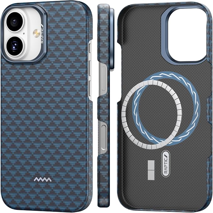 RAPTIC Aramid Fiber Case for iPhone 16 Pro Compatible with MagSafe Non-Slip &amp Slim 600D Aramid Fiber [Military Grade Drop Tested] Anti-Scratch Shockproof Protective Case 6.3 inch Black