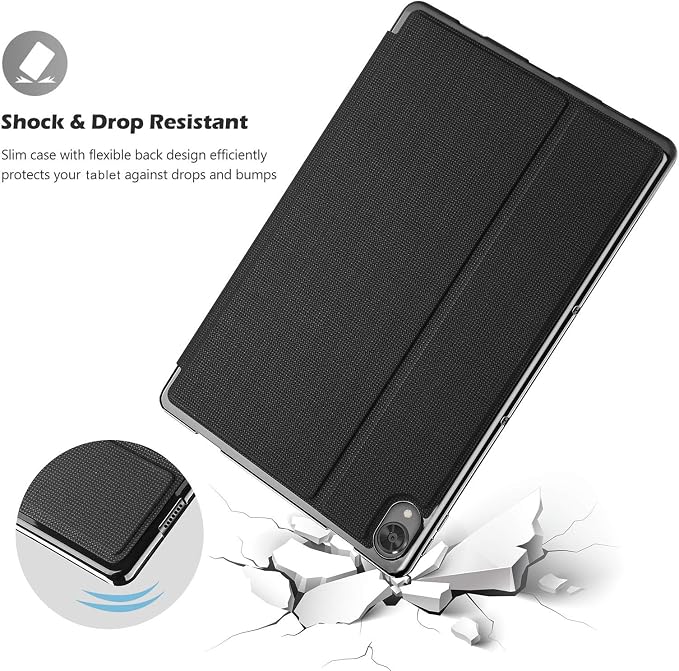 ProCase Slim Shockproof Stand Case for Lenovo Tab P11 / P11 Plus Black | Shockproof Folio Hard Shell Cover Multi-Angle Stand Offers Secure Protection Hands-Free Viewing