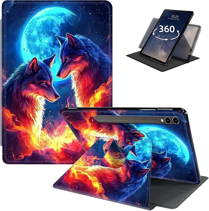 for Samsung Galaxy Tab A9 Plus Case 11 Inch 2024 2023 (SM-X210/X216/X218)360 Degree Rotating Smart Cover Case with Auto Sleep/Wake-Beautiful Highland Cow