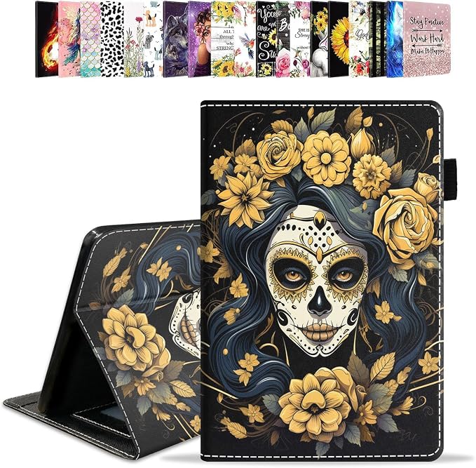 Case for Amazon Kindle Fire HD 10 Tablet 10.1 (9th/7th Generation 2019/2017 Release) - PU Leather Folio Case with Smart Auto Wake/Sleep African American Girl