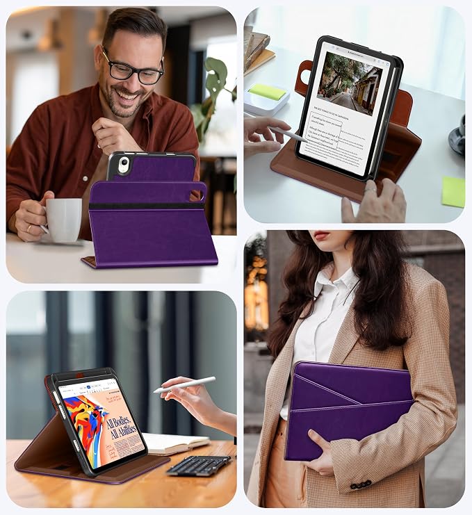 DTTO for iPad mini 7 A17 Pro 2024 aslo fit iPad mini 6 2021 Brown | 360 Degree Rotating Premium Faux Leather Folio Stand Cover with Pencil Holder Auto Sleep/Wake Multiple Angles Hand Strap