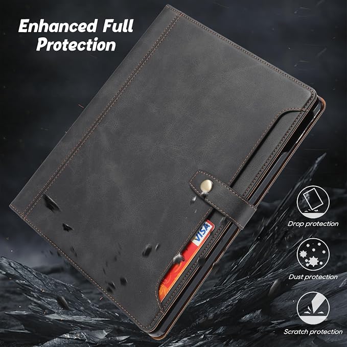 Flip Case for Apple iPad 10.2 9th 8th 7th Generation 2021/2020/2019 Pencil Holder Smart Cover Auto Sleep Wake Protective Documents Pocket Stand Snap Closure Case for iPad 10.2 Inch Black