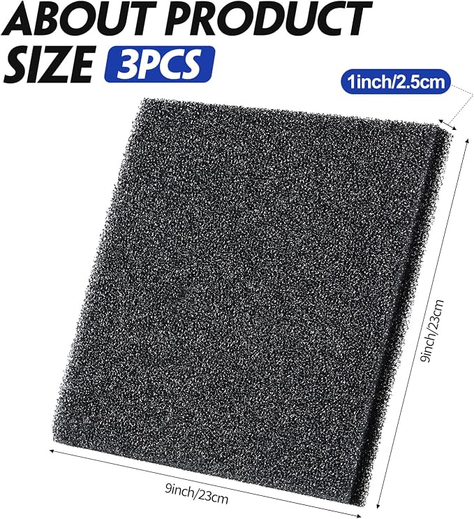Tondiamo 3 Pieces Aquarium Sponge Filter Pad Media Cut to Fit Foam