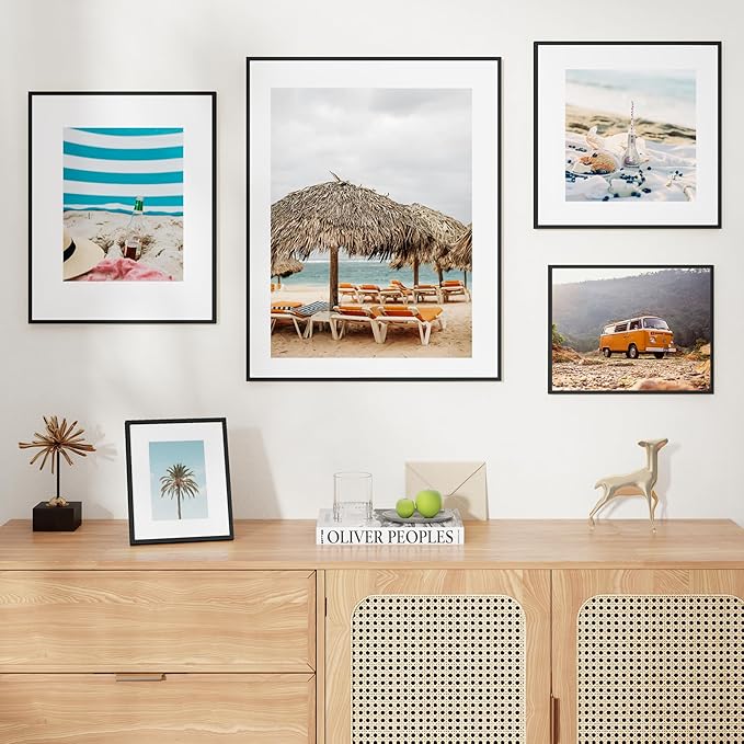 12x12 Frame - Metal Square Picture Frame With Tempered Glass 12x12 Frame With Mat For 8x8 Minimalist Modern Poster Frame Hanging Hardware Included (Black, 3Pcs)