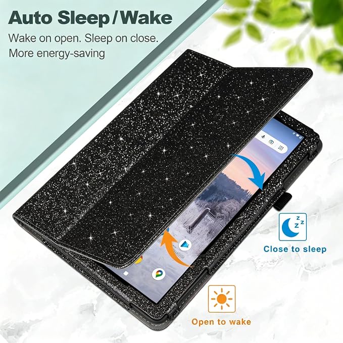 Case for T-Mobile Revvl Tab 2 Tablet - Folio Premium PU Leather Protective Stand Cover with Auto Sleep/Wake Almond Blossom