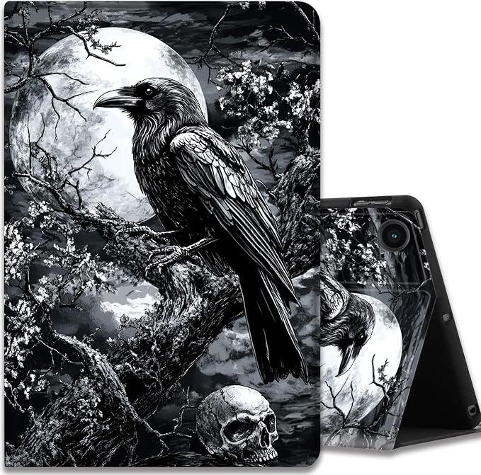 Case for Samsung Galaxy Tab A11 + Plus/A9 + Plus 11 Inch 2025/2023 Ultra-Thin Multi-Angle Protective Cover with Auto Sleep/Wake Black Cat and the Blue Flower