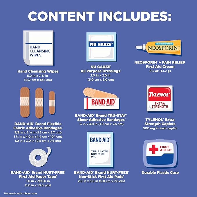 BAND-AID Brand Travel Ready Portable Emergency First Aid Kit for Minor Wound Care, Perfect for Home, Car, Travel, Camping Essentials & Outdoor Emergency Kit, 80 Pieces